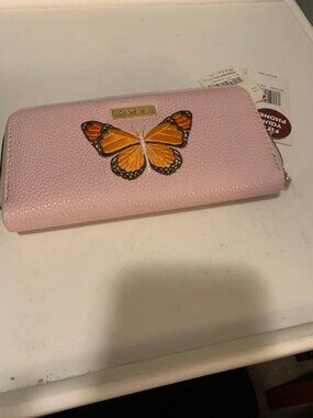KENSIE BUTTERFLY ZIP AROUND WOMEN'S PINK WALLET NWT - LOT38-30